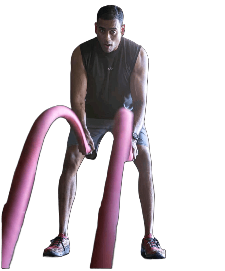 Ryan training with battle ropes